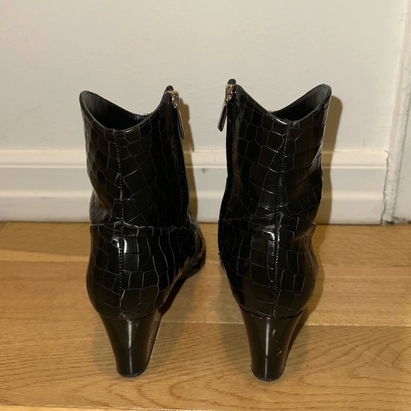 Tibi Black Croc Embossed Booties - Picture 6 of 10